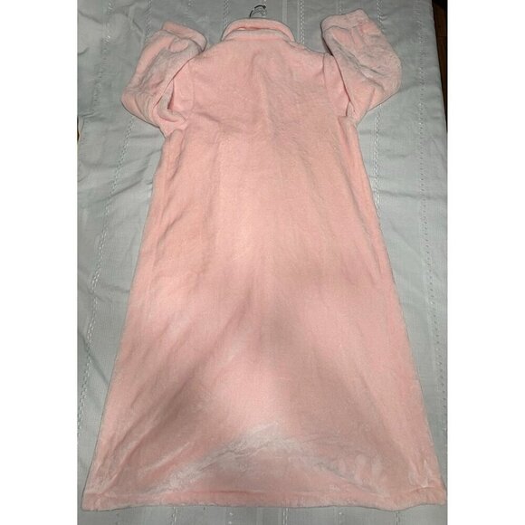 Vintage Vermont Country Store Pink Plush Button-Up Robe Pockets S Peter Pan - Picture 10 of 11